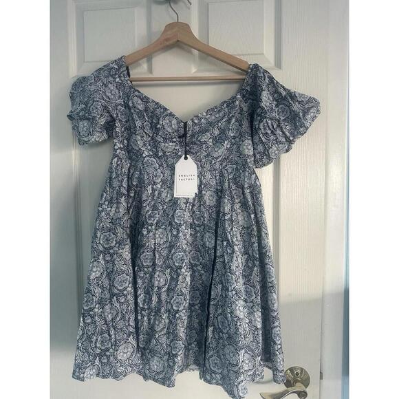 English Factory Blue Medallion Floral Olympia Mini Dress NWT Small S Tuckernuck - Picture 6 of 9